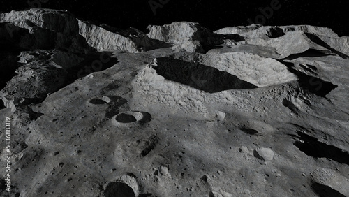 Photographie Moon surface, crater in lunar landscape background
