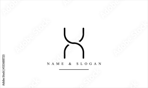 UN, NU, U, N abstract letters logo monogram