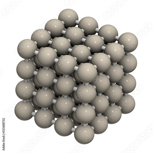 Iron (Fe, ferrite) metal, crystal structure. © molekuul.be