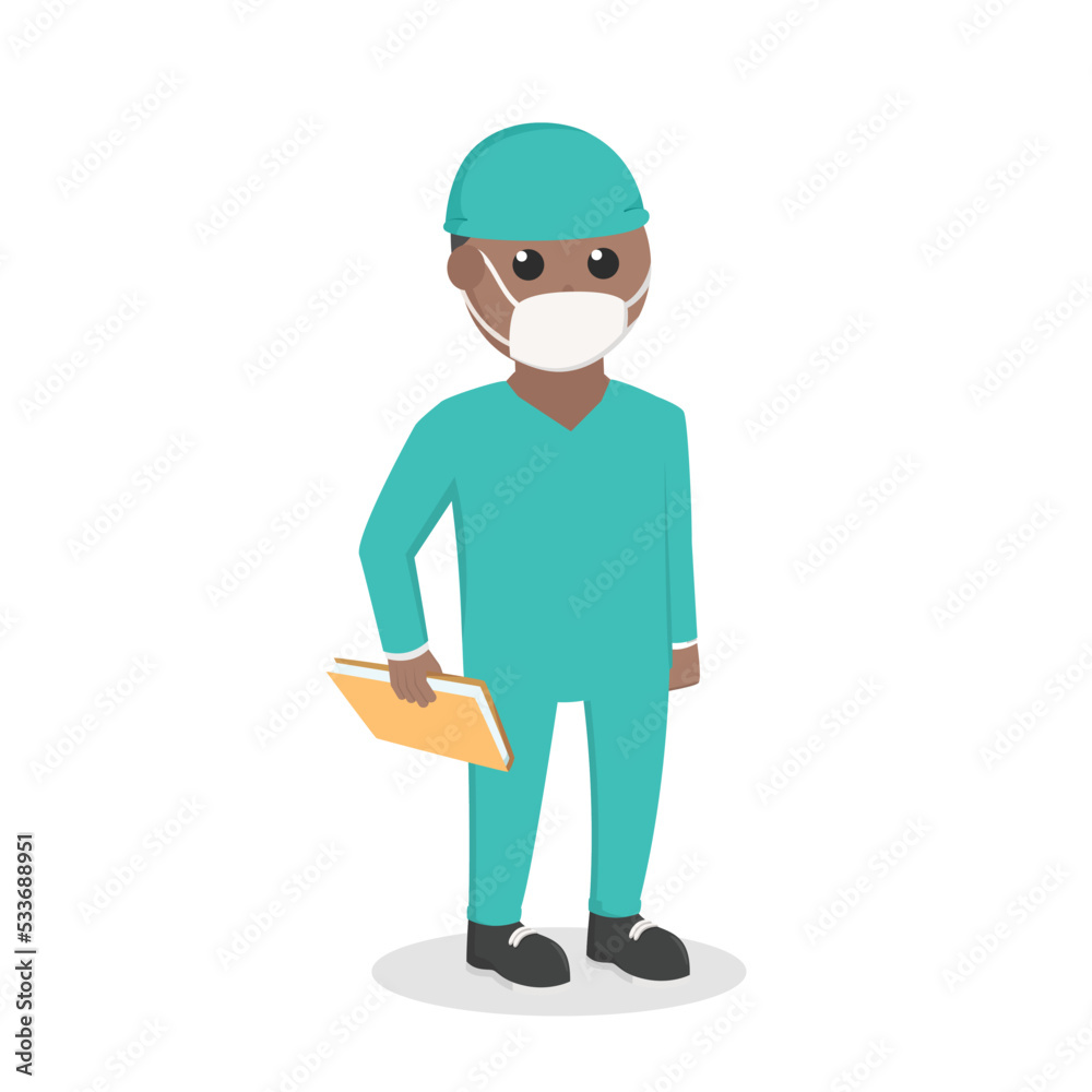 doctor african with surgeon costume design character on white background doctor african with surgeon costume design character on white background