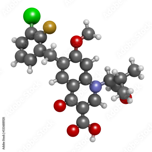 Elvitegravir HIV treatment drug (integrase inhibitor), chemical structure.