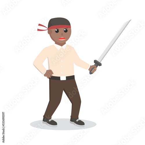 office warrior african with katana design character on white background