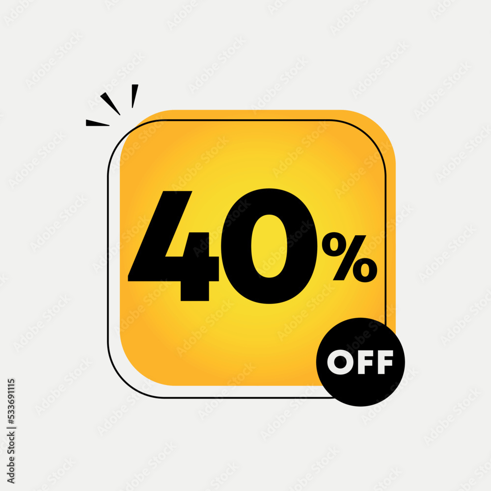 40% off for banners, discount label design template. Vector illustration for sales with special offers for retail 40% off for banners, discount label design template. Vector illustration for sales with special offers for retail