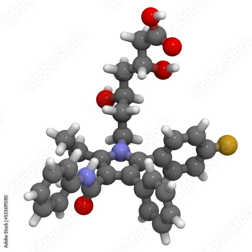 Atorvastatin: molecular structure (3D) photo