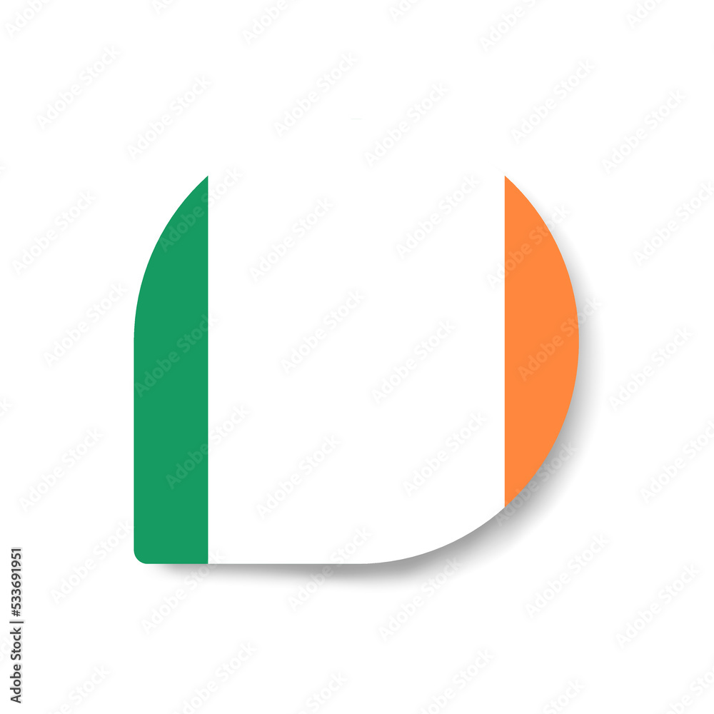 Ireland drop flag icon with shadow on white background. Ireland drop flag icon with shadow on white background.