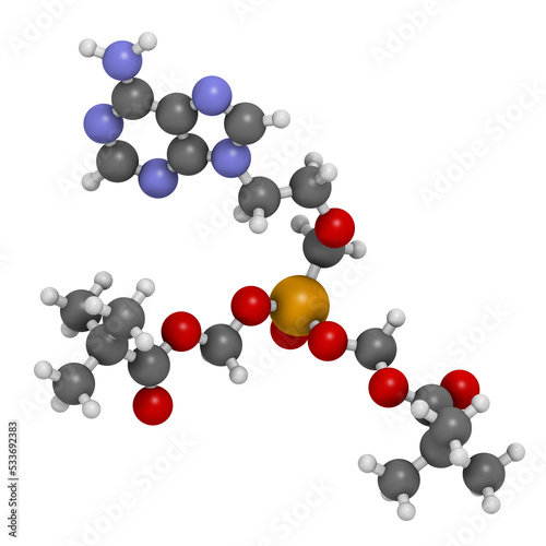 Adefovir dipivoxil hepatitis B and herpes simplex virus (HSV) drug, chemical structure. photo