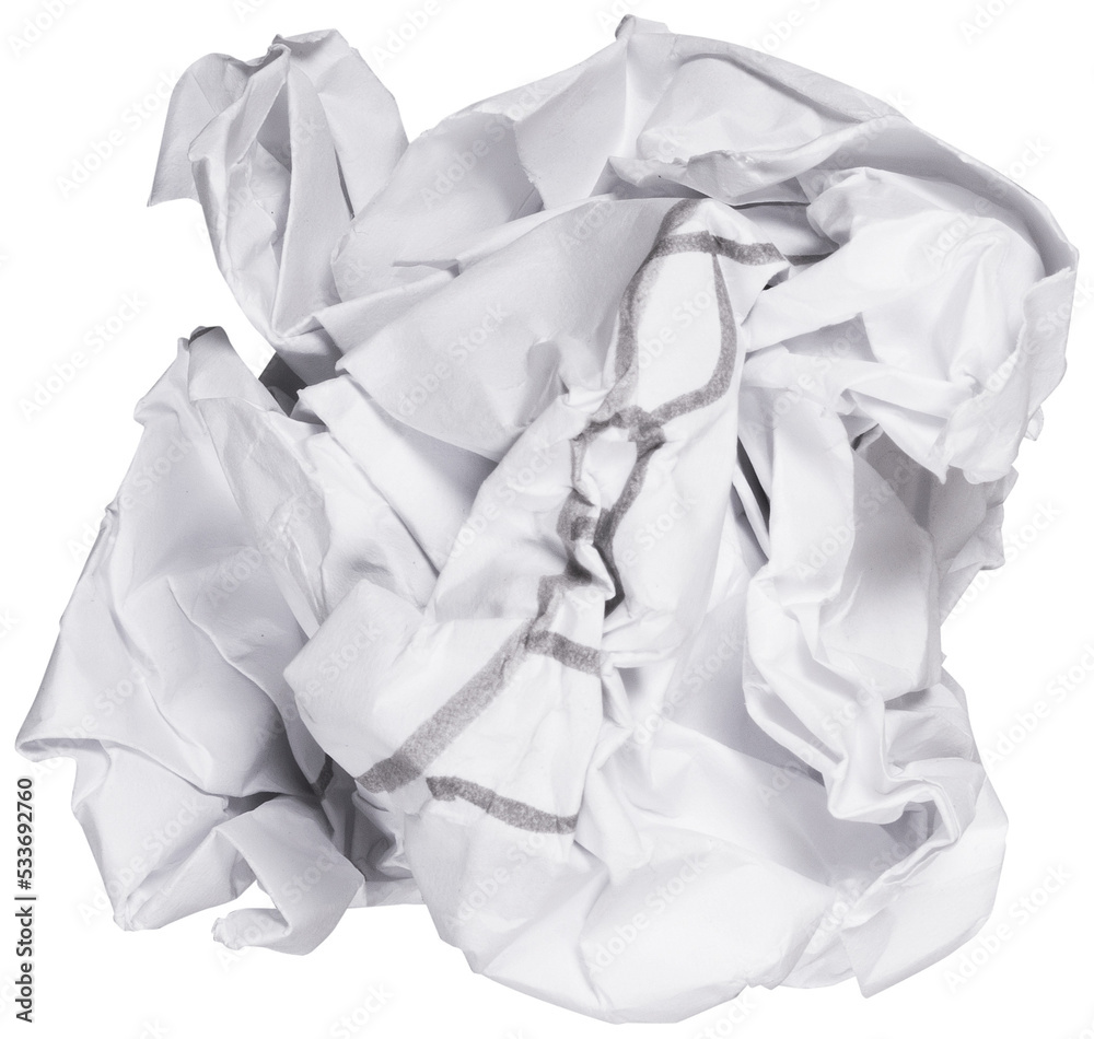 crumpled paper isolated