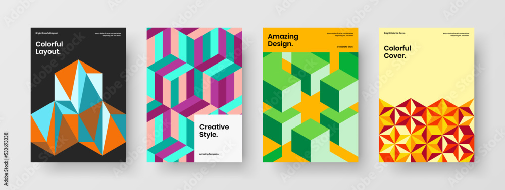 Fresh geometric pattern company identity layout collection. Clean banner design vector concept set.