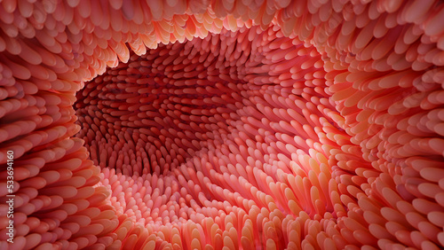 illustration of intestinal microvilli 3d render photo