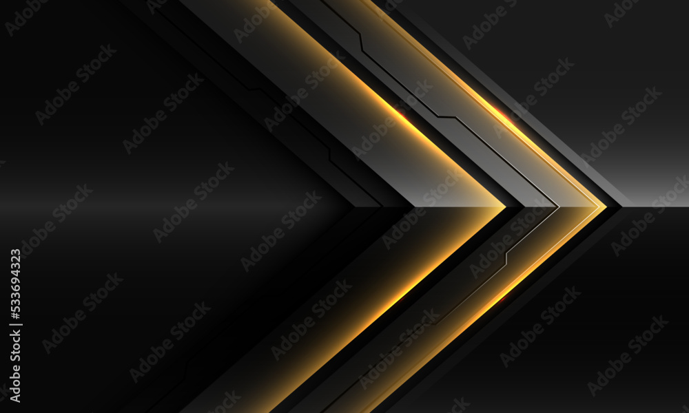 Abstract metallic arrow black line circuit cyber gold light direction geometric with blank space design modern futuristic technology background vector Abstract metallic arrow black line circuit cyber gold light direction geometric with blank space design modern futuristic technology background vector