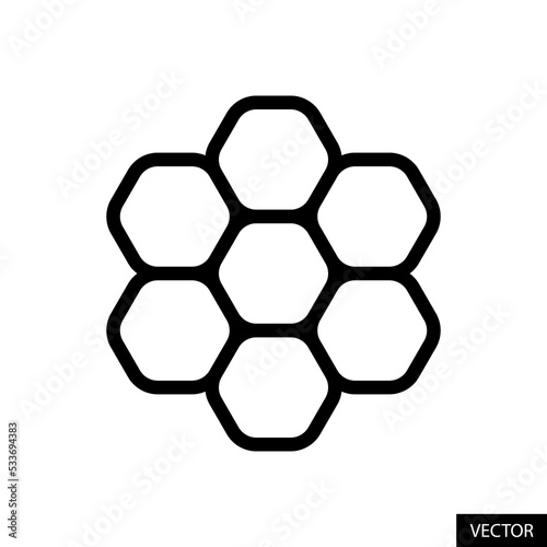 Honeycomb vector icon in line style design for website design, app, UI, isolated on white background. Editable stroke. Vector illustration.