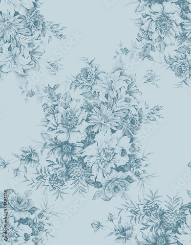 Classic Popular Flower Seamless pattern background.Perfect for wallpaper, fabric design, wrapping paper, surface textures, digital paper.