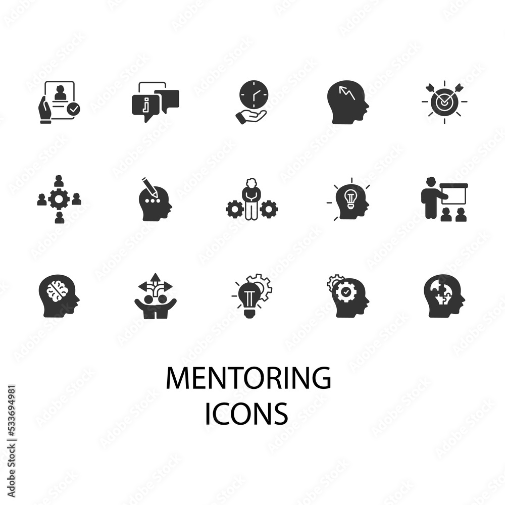 mentoring icons set . mentoring pack symbol vector elements for infographic web mentoring icons set . mentoring pack symbol vector elements for infographic web
