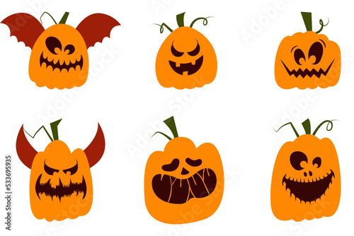 set of halloween pumpkins