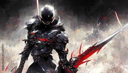 Foto Dark berserk demon knight , dark fantasy painting illustration