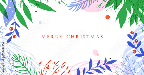 Abstract Christmas and Winter Holidays artistic template.  Merry xmas header or banner, email, social media post, AD, event and page cover, background, poster, brochure and other graphic design.  