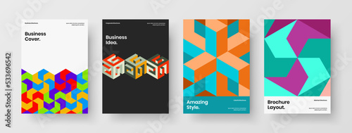 Creative geometric shapes brochure concept composition. Original front page vector design illustration set.