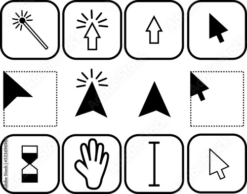 Pointer icon for computerize with 12 icon models