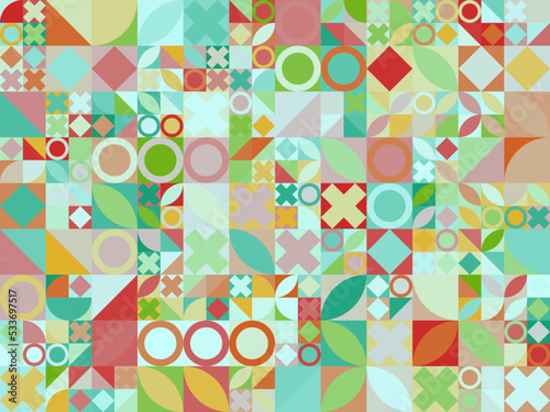 Patrón geométrico abstracto colorido y variado con un tamaño en formato 4:3 #0001 photo