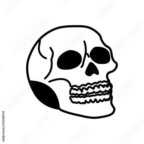 Fototapeta Naklejka Na Ścianę i Meble -  Vector skull with blood. Cartoon skull. Grunge and vintage skull illustration. Line art skull vector
