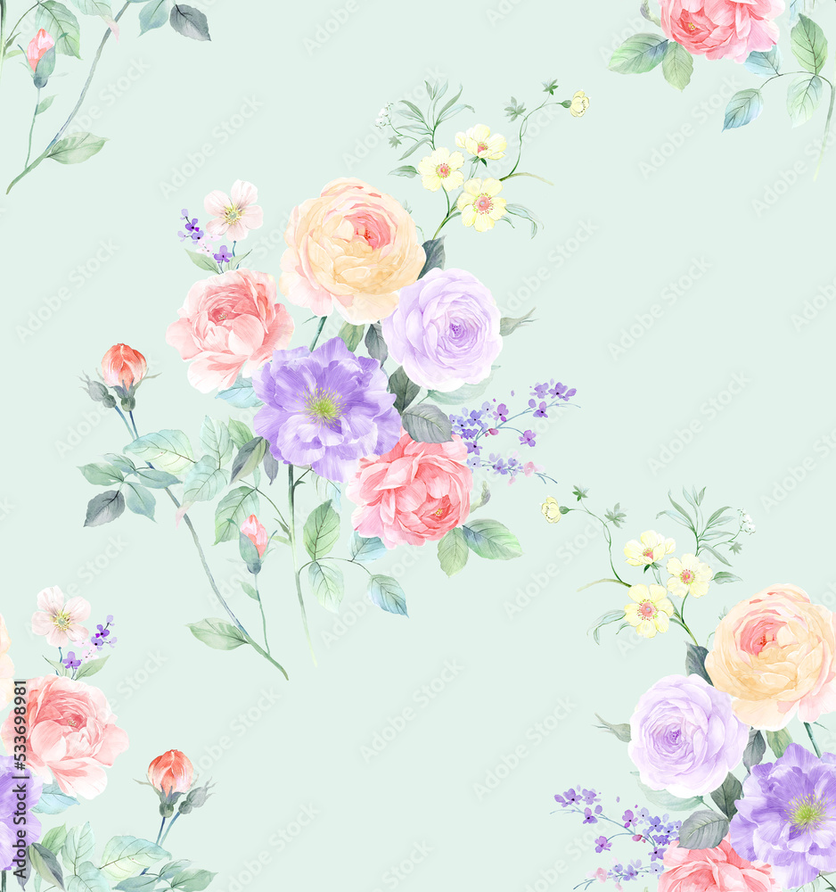 Classic Popular Flower Seamless pattern background - For easy making seamless pattern use it for filling any contours