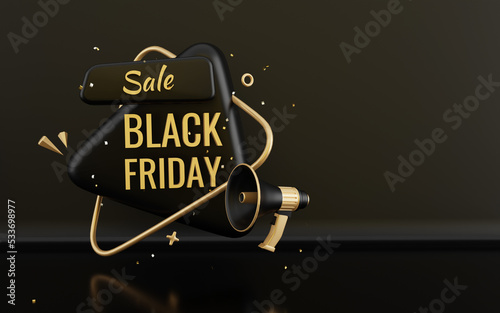 3d black friday illustration banner
