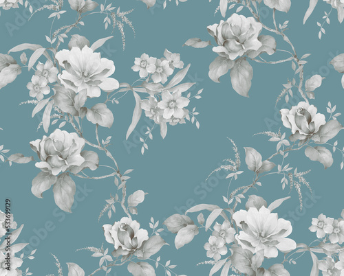 Classic Popular Flower Seamless pattern background.Perfect for wallpaper, fabric design, wrapping paper, surface textures, digital paper.
