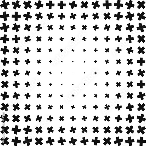 Rotated Swiss Cross Shapes Halftone Pattern