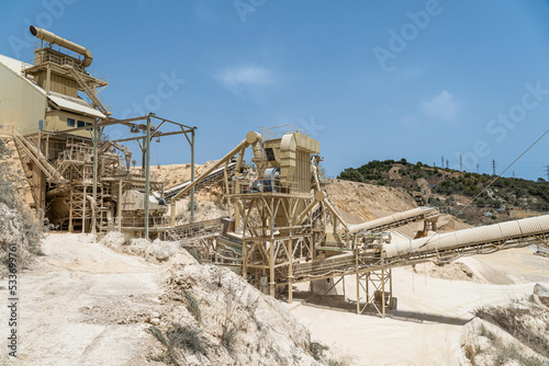 Cement factory. Overview of large cement factory