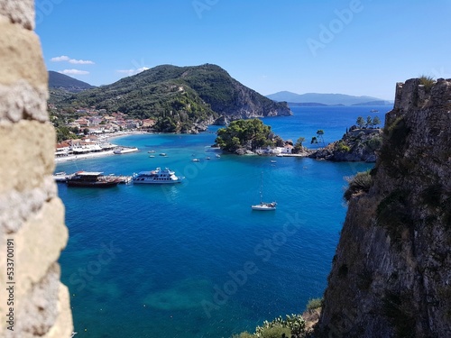 The beautiful and famous Greek town of Parga on the coast of the Ionian Sea © VladaKg03