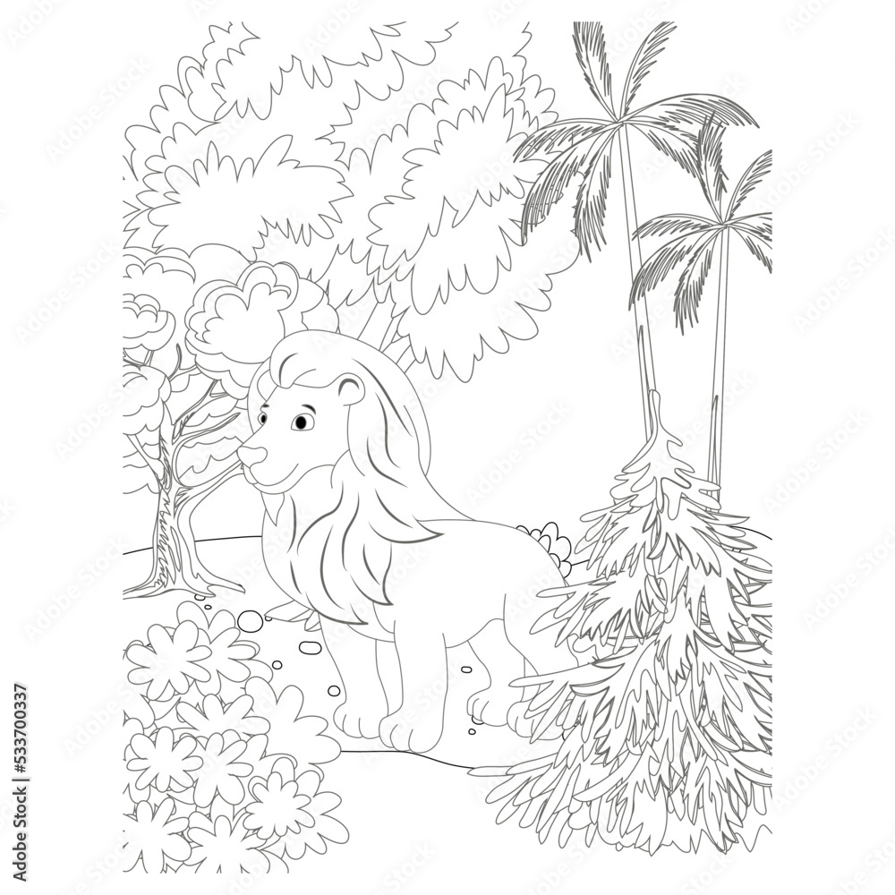 funny animal coloring page for kids Stock Vector | Adobe Stock