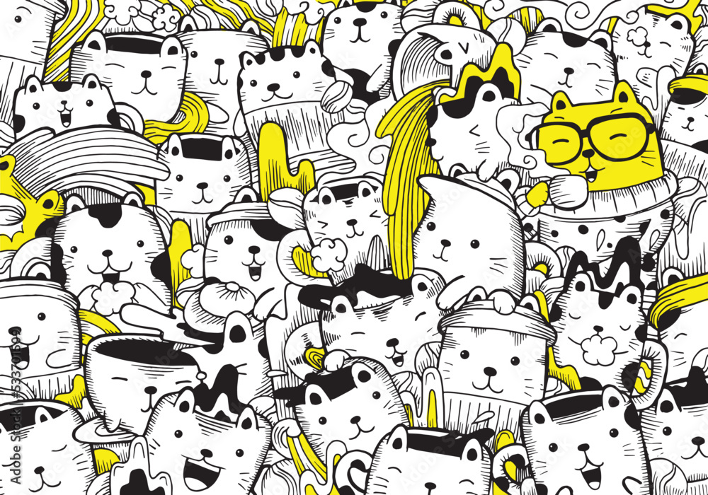 Obraz premium cute cats doodle vector illustration