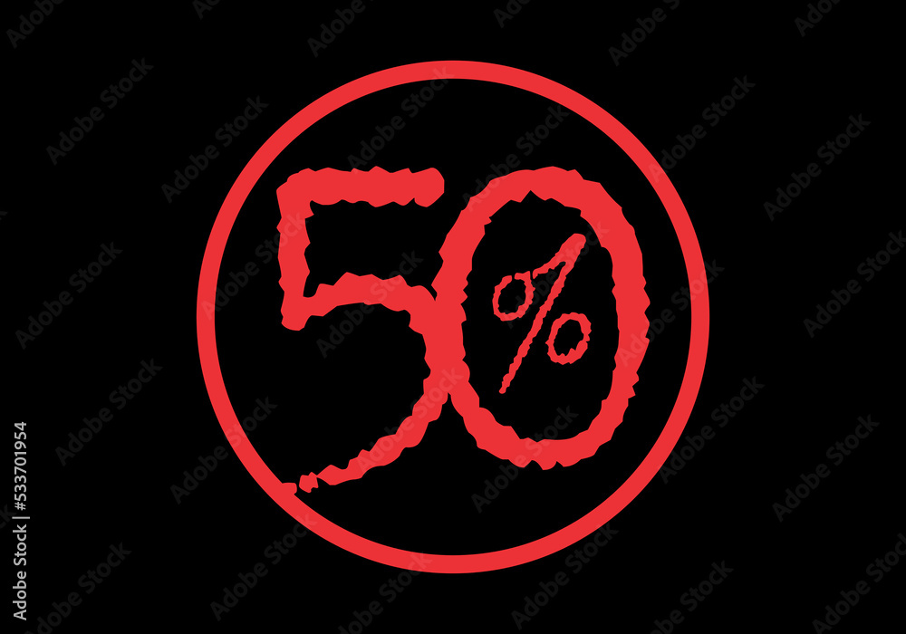 Red color of 50 percent discount sign design Red color of 50 percent discount sign design