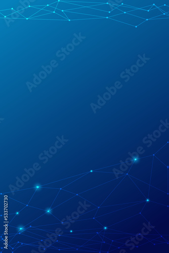 Blue Vertical template of poster with network connection style.