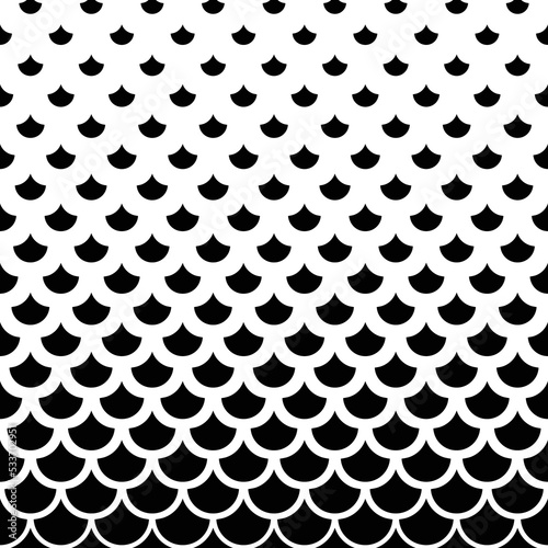 Abstract halftone pattern. Faded gradient scaled. Repeated intricate geometric border. Fading shape. Repeating geometry skin background for design prints. Modern fades geo patern. Vector illustration