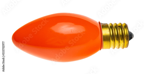 Orange isolated glass c9 light bulb photo