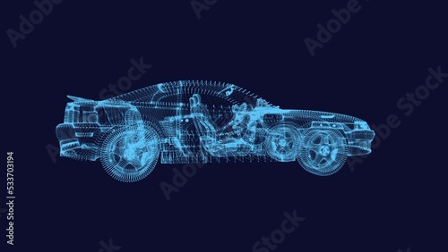 shining dots of Car 3d model.3D rendering.