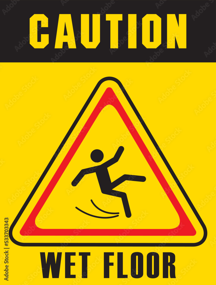 wet floor sign on yellow board wet floor sign on yellow board