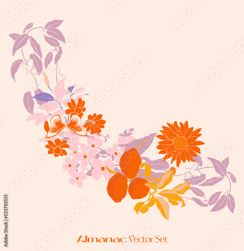 Vector Children's Illustration Friendship Children Girls, Citrus, Children, Bouquets, Flowers, Freak Fruits, Roses, Bindweed, harvest