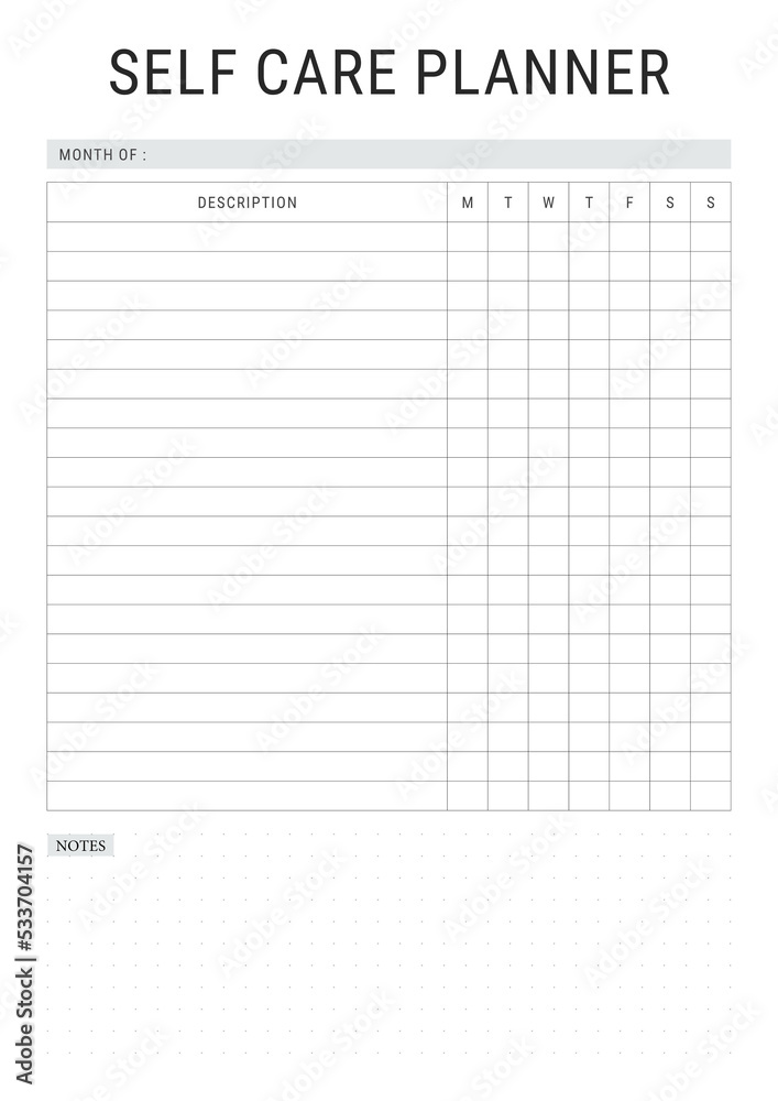 Self Care Planner Self Care Planner