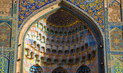 Interior of the Abdul Aziz Khan Madrasah in the Bukhara, Uzbekistan photo