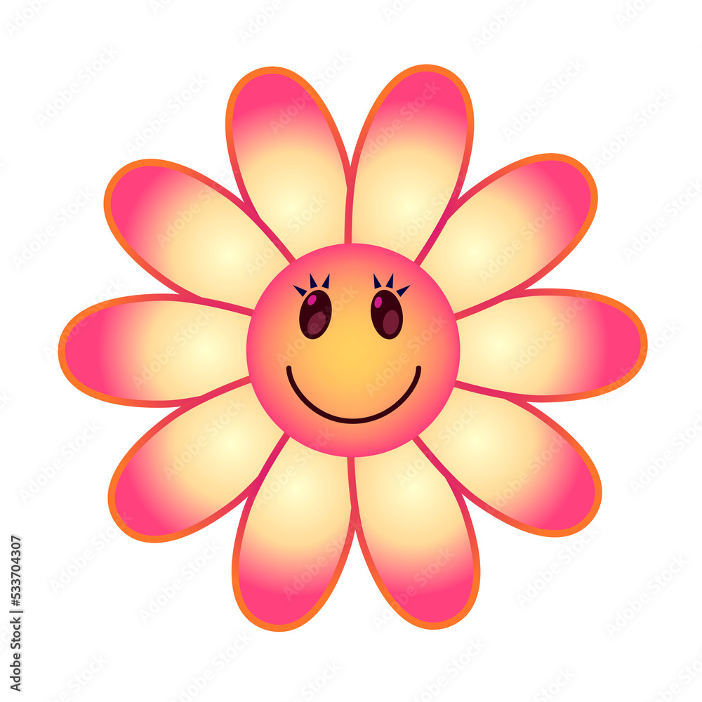 Smiling flowers with vibrant gradient colors. PNG with transparent background. Smiling flowers with vibrant gradient colors. PNG with transparent background.