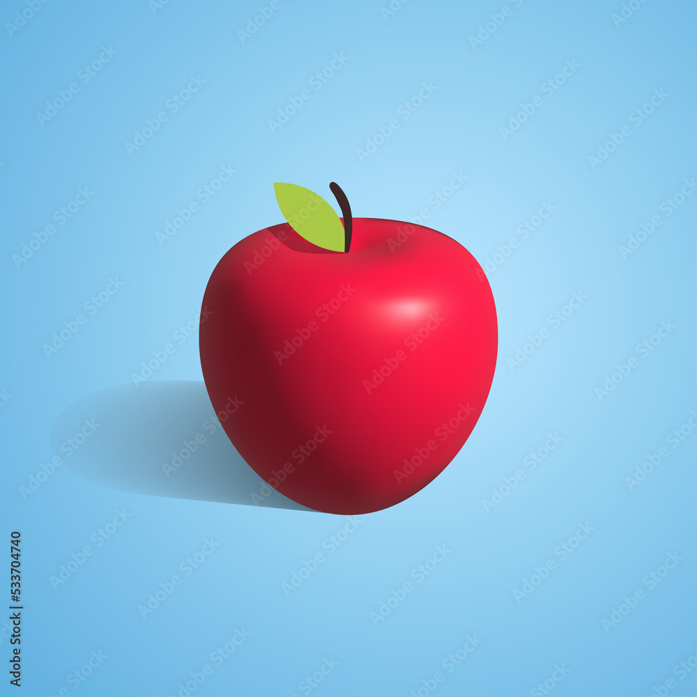 Obraz premium apple 3d icon. red apple 3d icon