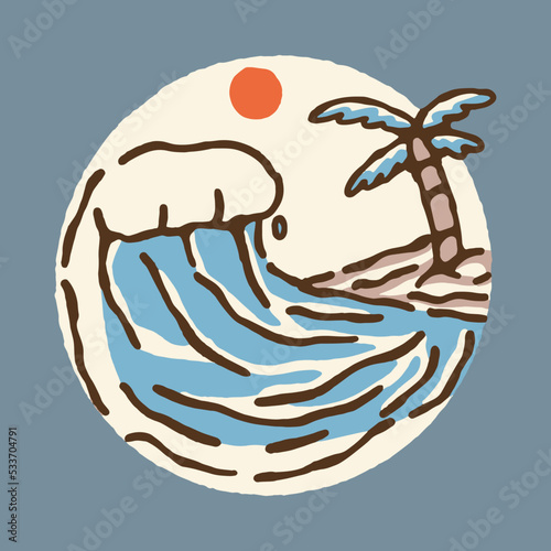 Great wave and good summer graphic illustration vector art t-shirt design