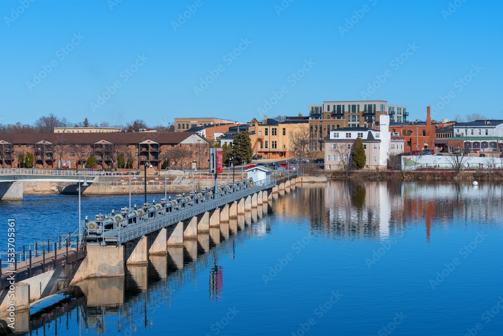 Scene Of City Of De Pere On Fox River, Wisconsin