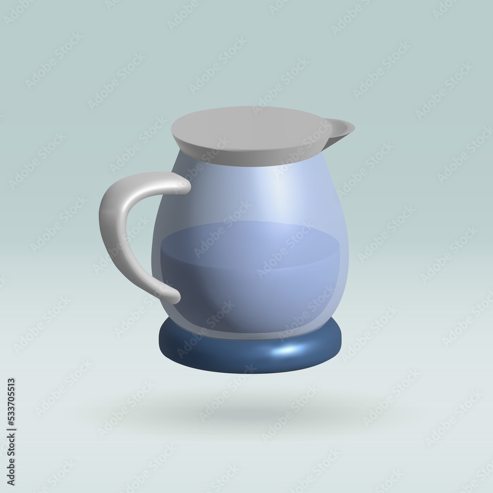 electric kettle isolated 3d icon. electric kettle 3d illustration. electric kettle isolated 3d icon. electric kettle 3d illustration.