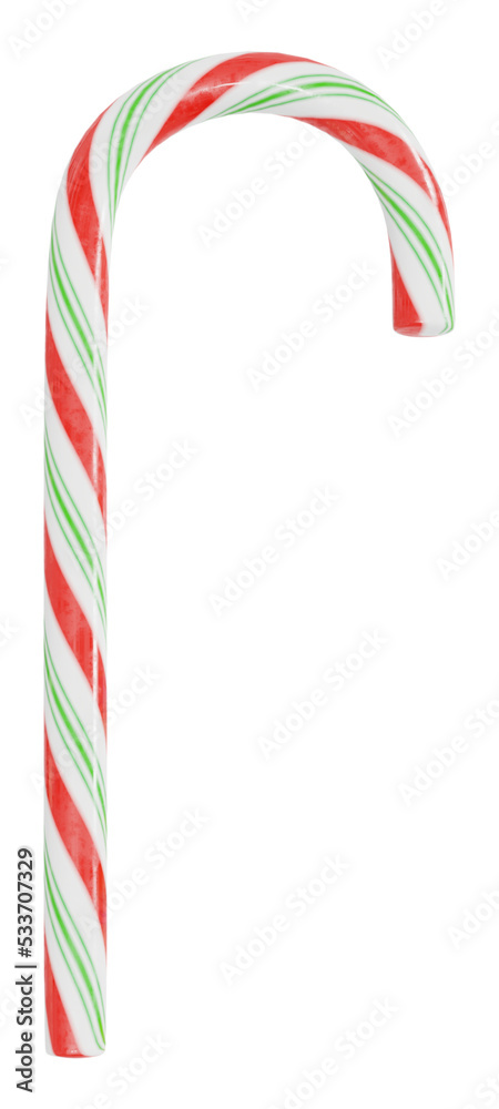 Fototapeta premium Christmas candy canes. Render 3d. Isolated on transparent background, png.