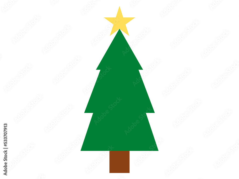 Christmas tree with a star on white background