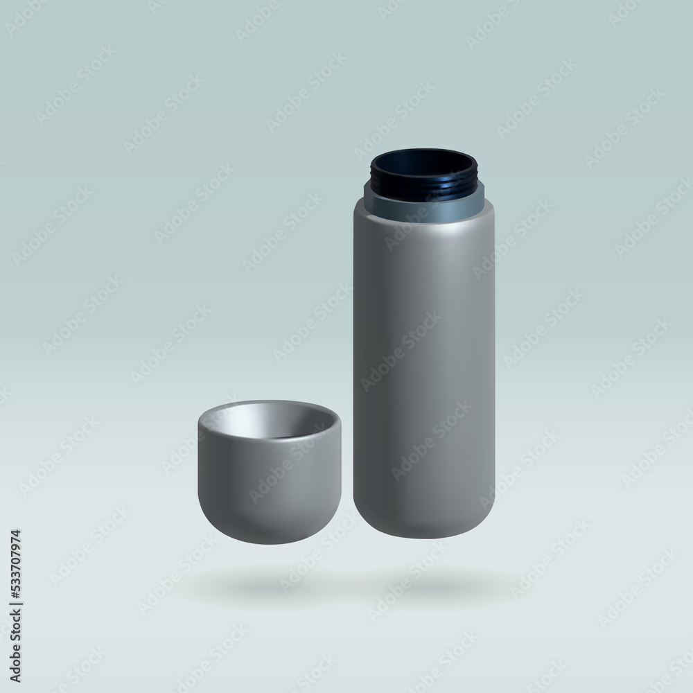 Thermos Bottle isolated 3d icon. Thermos 3d illustration. Thermos Bottle isolated 3d icon. Thermos 3d illustration.