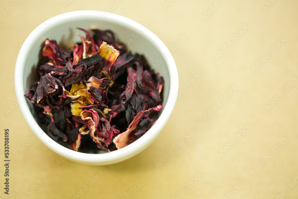 dried hibiscus on white background dried hibiscus on white background